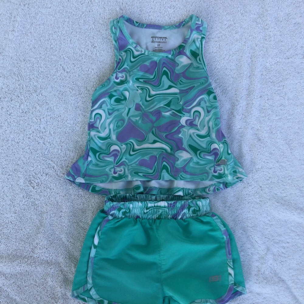 Sketchers Active 2 Piece Set, Jog Shorts and Tank Top, Size 2T